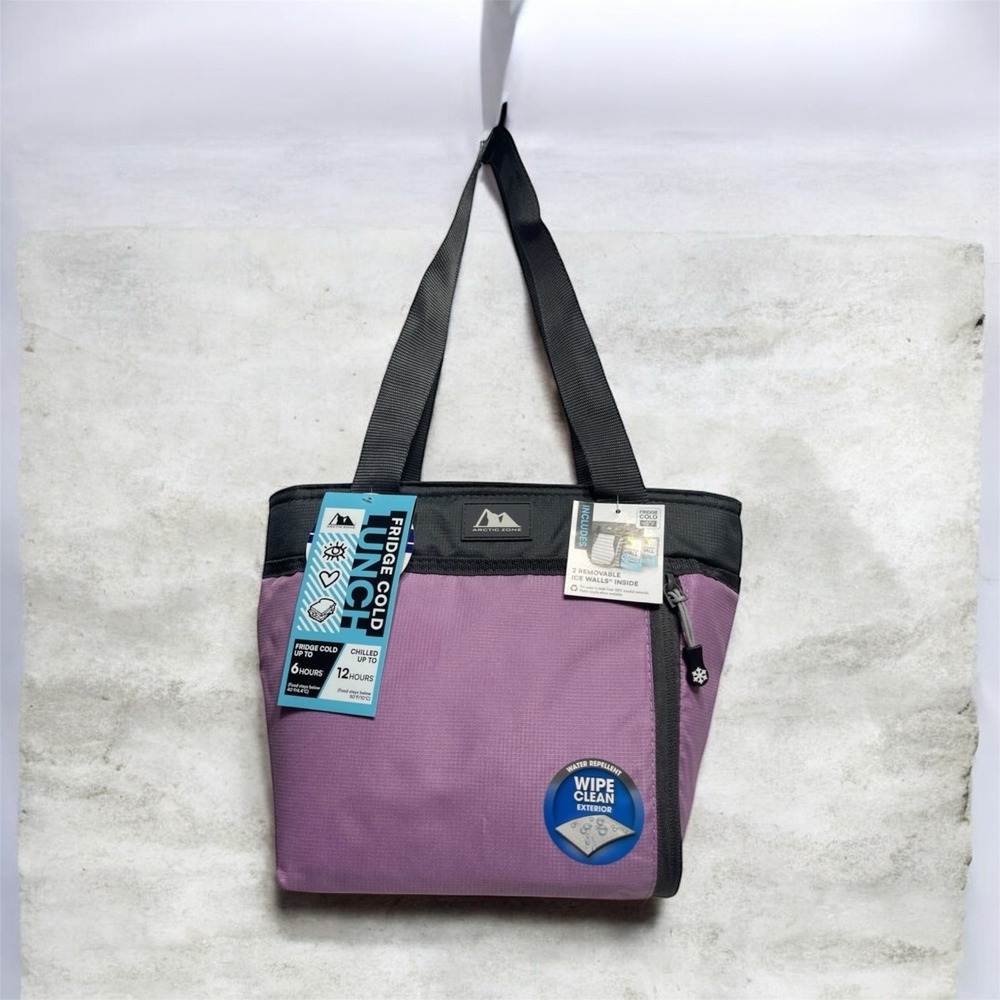 Arctic Zone Purple/gray Insulated Lunch Bag Includes 2 Removable Ice Walls - Picture 4 of 8